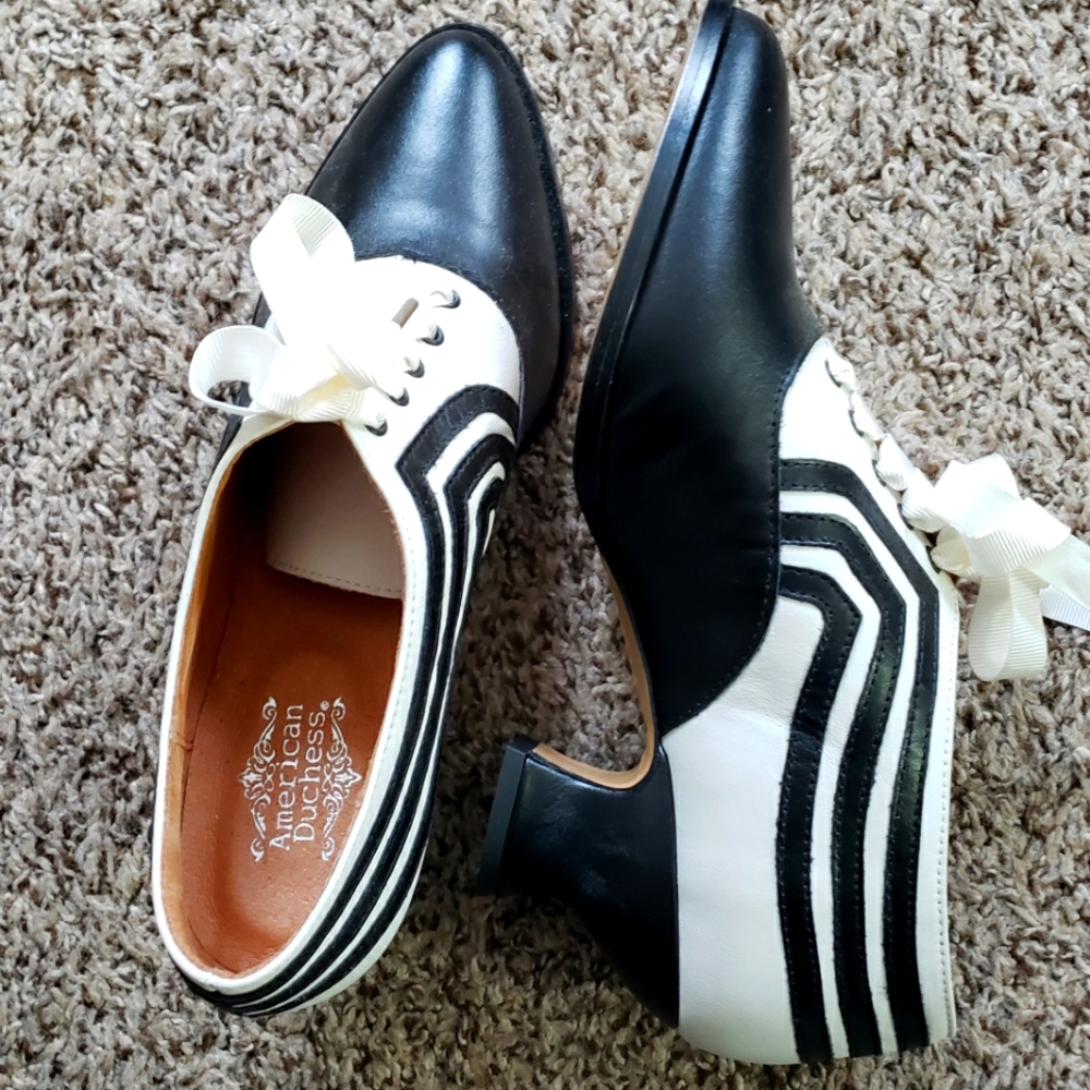 American Duchess Bernadette Black and white Victorian shoes